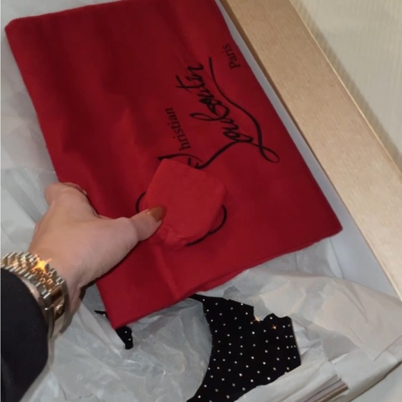 Christian Louboutin Alta Botta 100 Boots EU 38 US 8 Black Studded Over The Knee - Picture 4 of 4